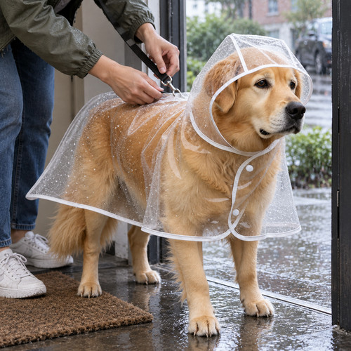 Transparent dog rain poncho - transparent,